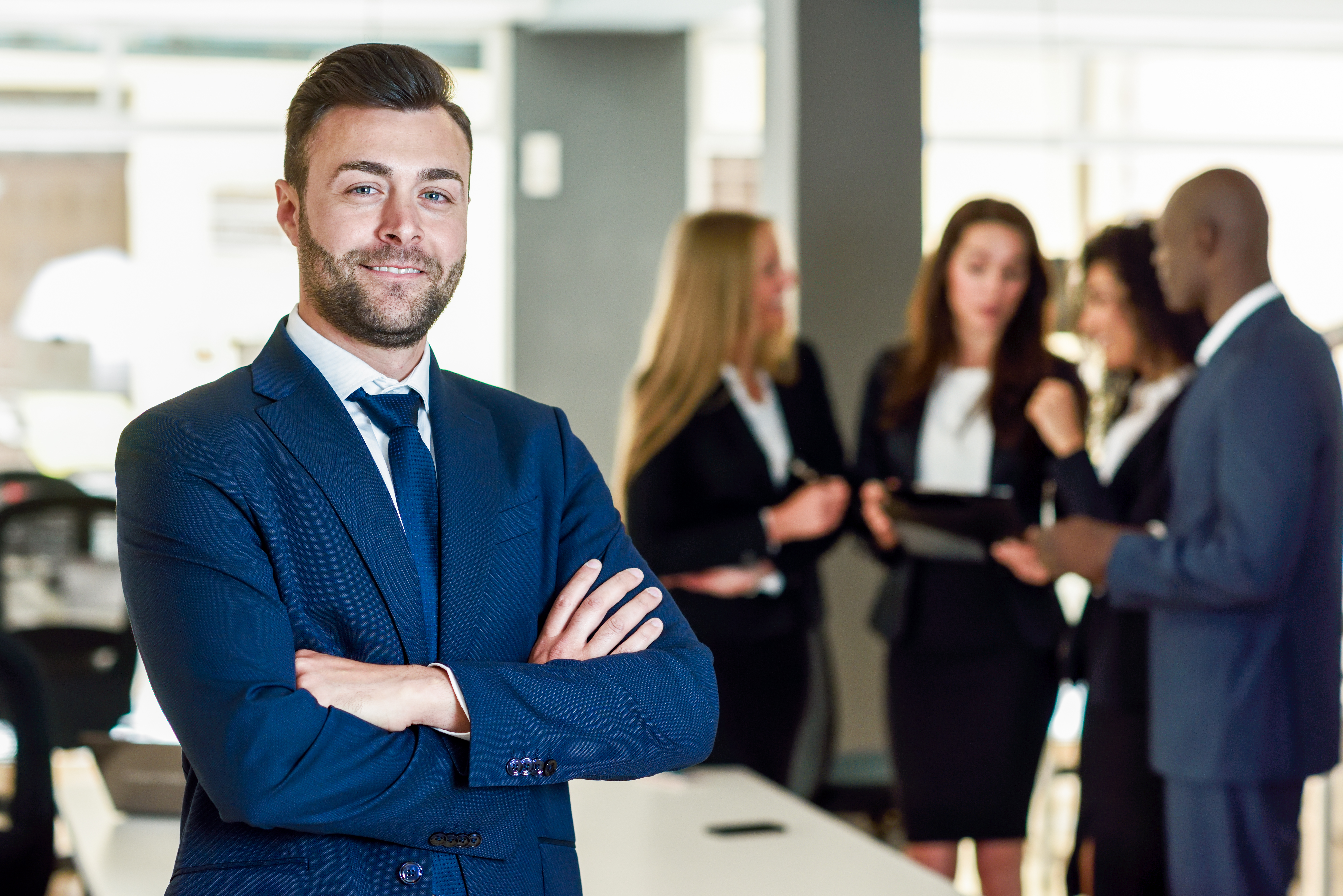 Businessman leader in modern office