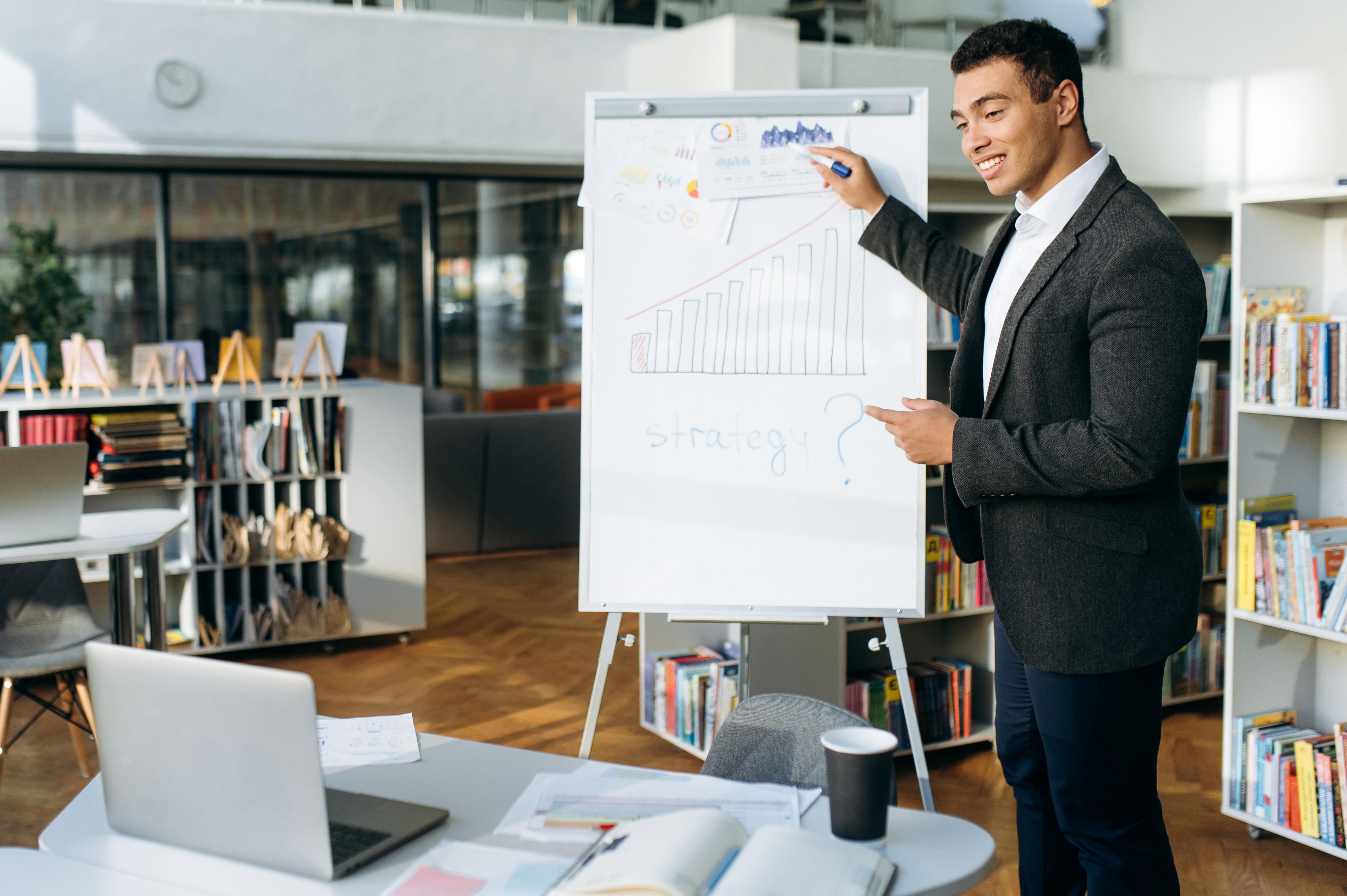 Professional man presenting strategy