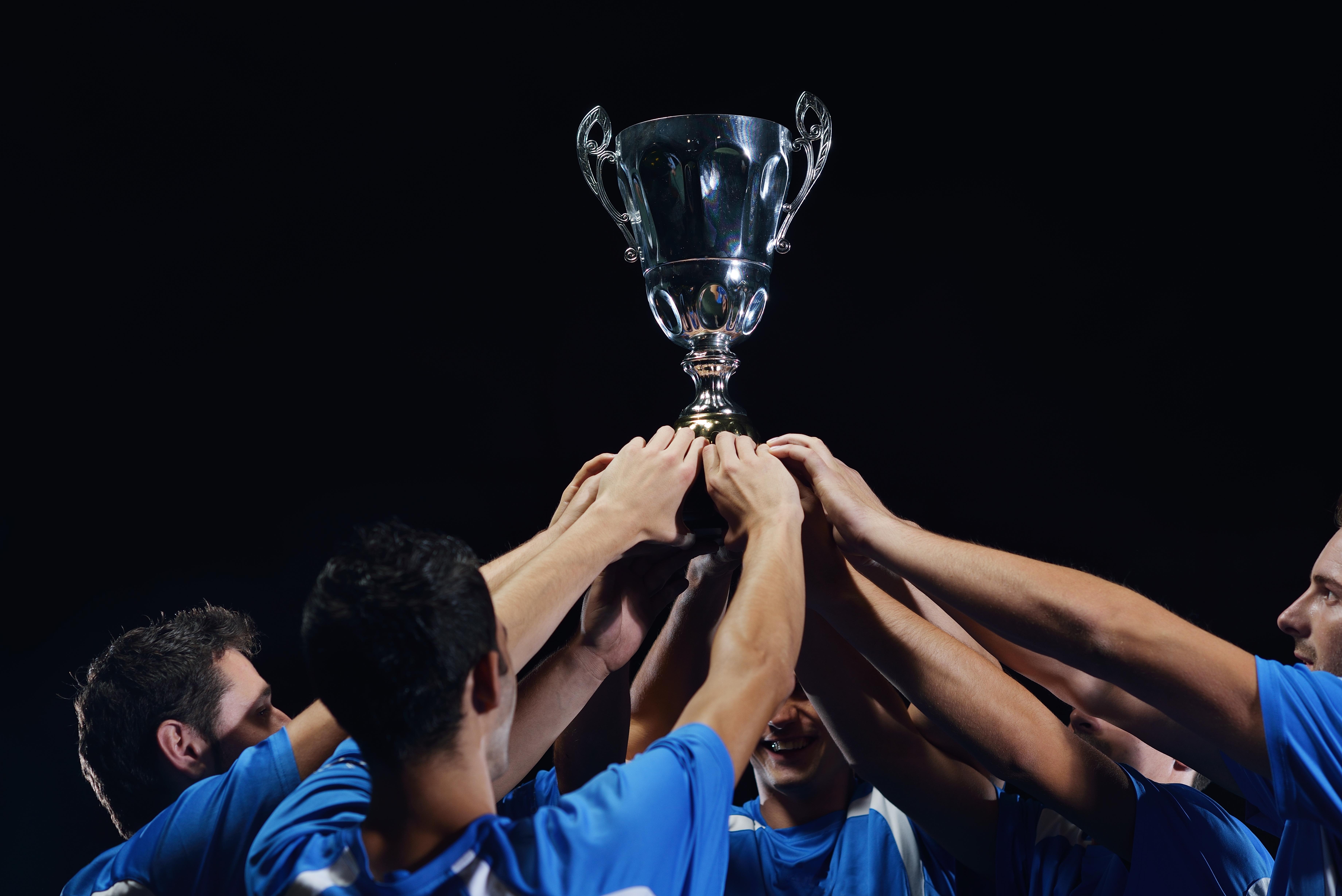 Triumphant team celebrates victory
